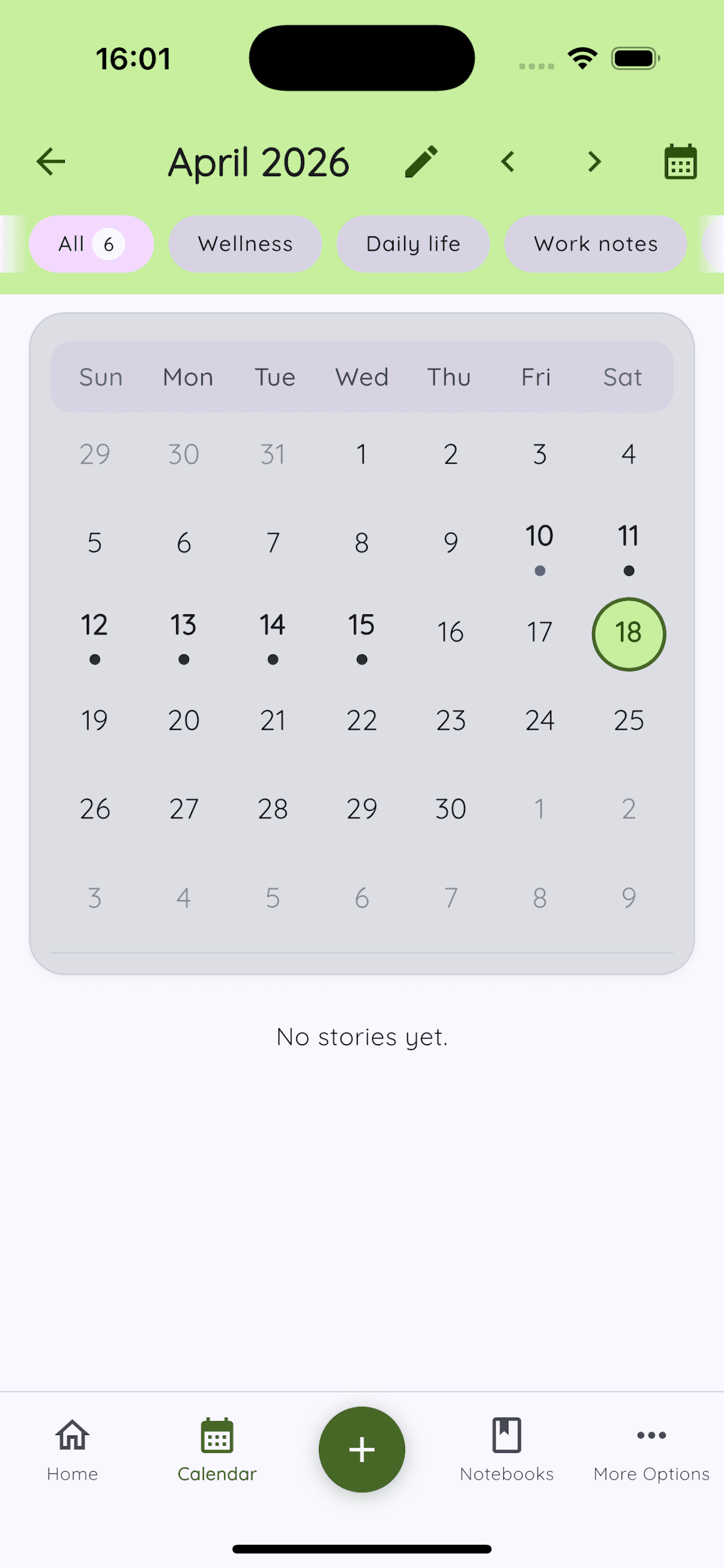 Daykept calendar view